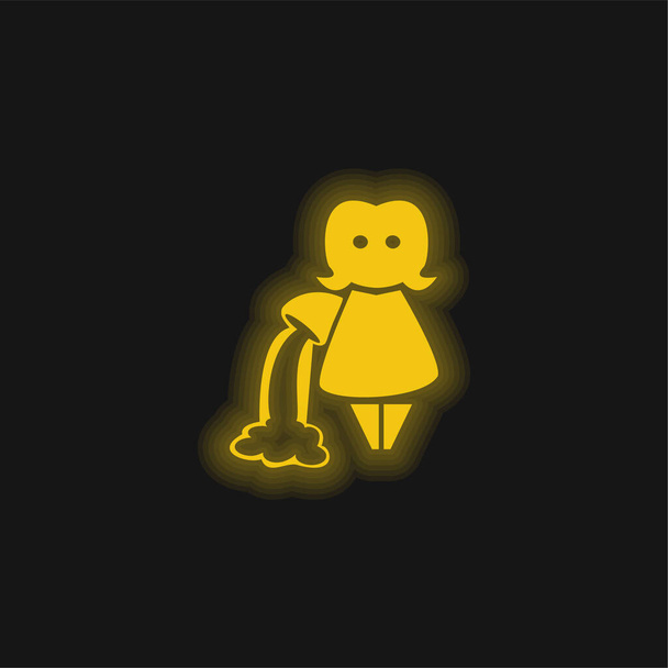 Зодиак Водолея Женский Водонос Желтый перчаточный неоновый значок - Вектор,изображение