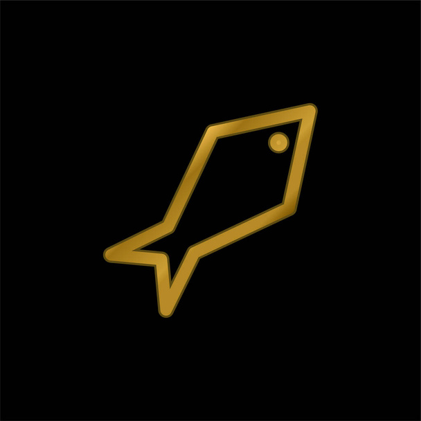 Pescado angular chapado en oro icono metálico o logo vector - Vector, imagen