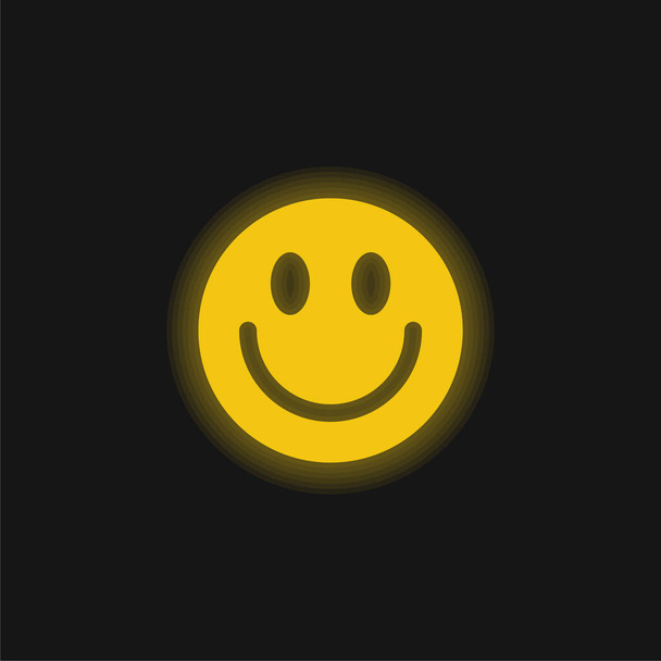 Μεγάλο χαμογελαστό πρόσωπο κίτρινο λαμπερό νέον εικονίδιο - Διάνυσμα, εικόνα