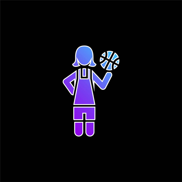 Jugador de baloncesto icono vector gradiente azul - Vector, Imagen