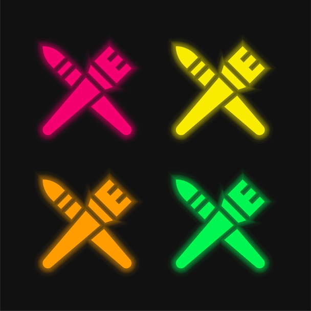Art quatre couleurs brillant icône vectorielle néon - Vecteur, image