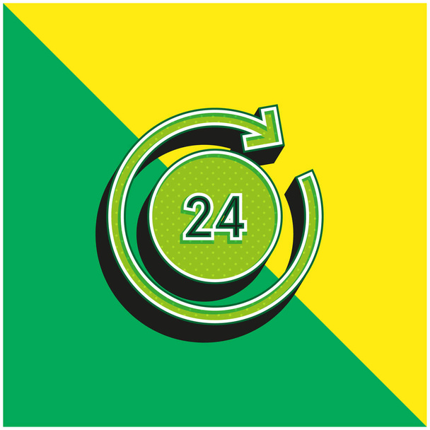 24時間緑と黄色の現代的な3Dベクトルアイコンのロゴ - ベクター画像