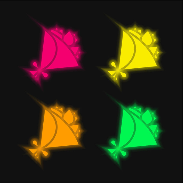 Kytice čtyři barvy zářící neonový vektor ikona - Vektor, obrázek
