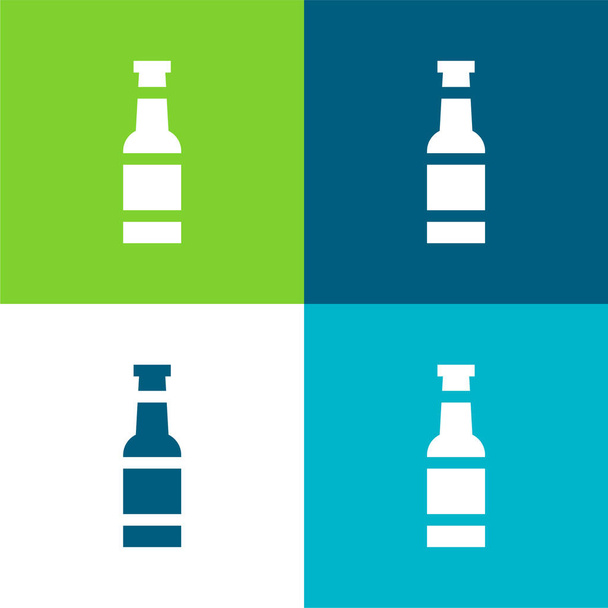Set di icone minimali a quattro colori Beer Flat - Vettoriali, immagini