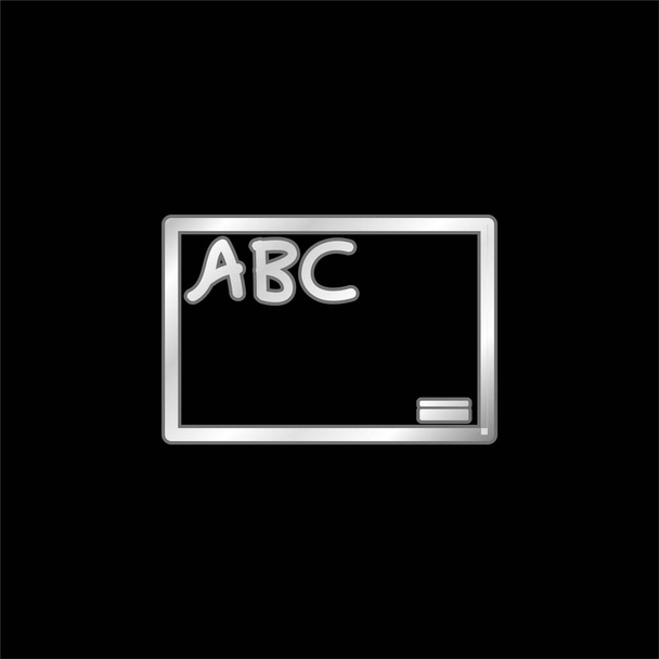 Blackboard With Letters ABC silver plated metallic icon - Vector, Image
