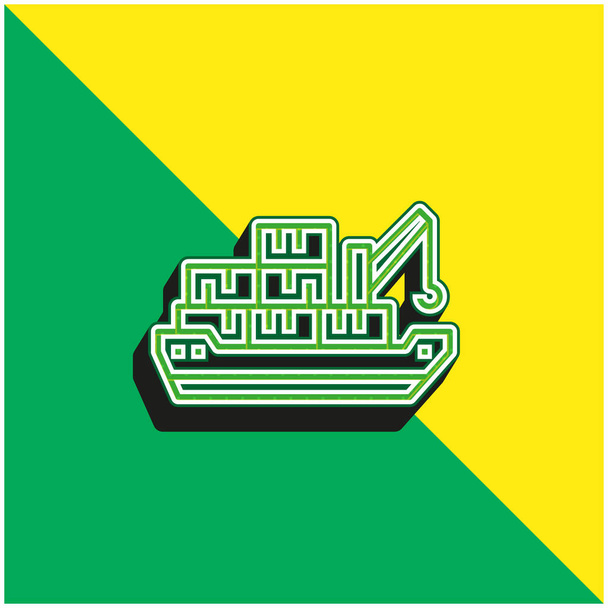 Barge Πράσινο και κίτρινο σύγχρονο 3d διάνυσμα εικονίδιο λογότυπο - Διάνυσμα, εικόνα