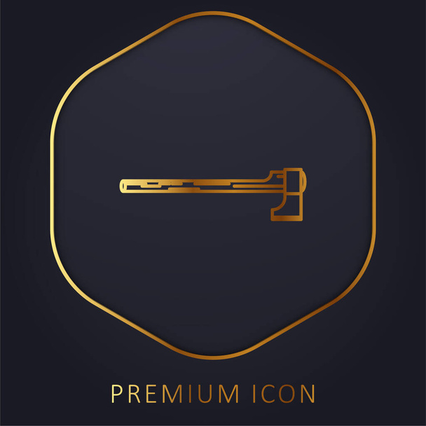 Strumento di taglio ascia in posizione orizzontale linea dorata logo premium o icona - Vettoriali, immagini