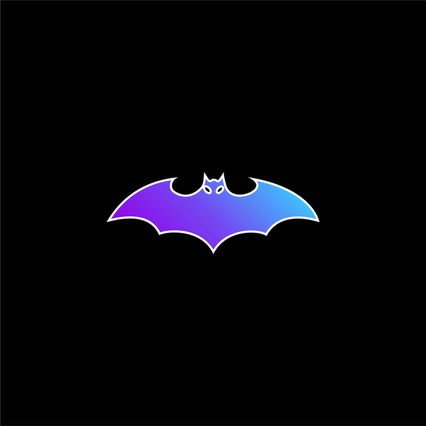 Bat Silhouette With Extended Wings blue gradient vector icon - Vector, Image