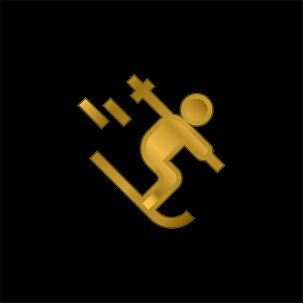 Alpine chapado en oro icono metálico o logo vector - Vector, imagen
