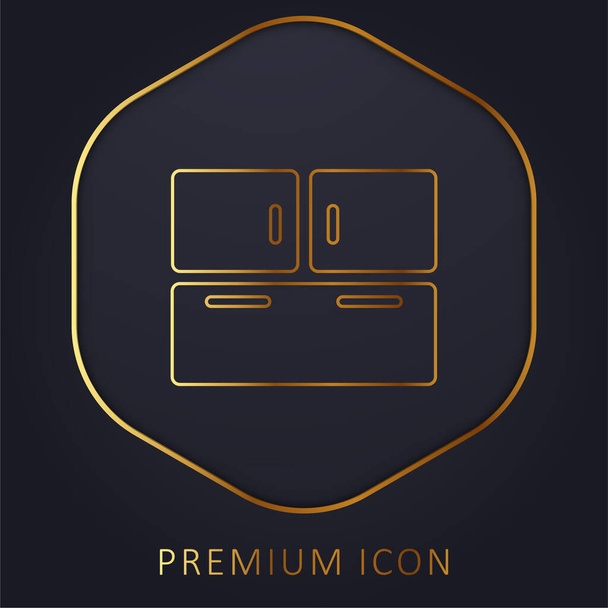 Velké skříně zlaté linie prémie logo nebo ikona - Vektor, obrázek