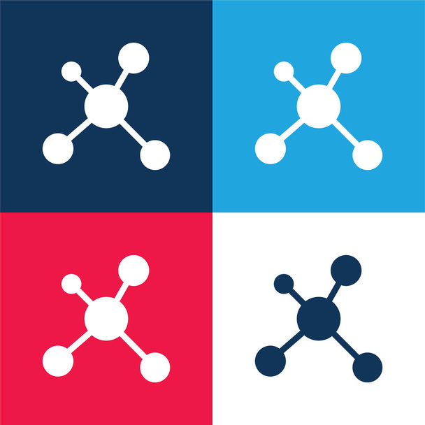 Atomy niebieski i czerwony zestaw czterech kolorów minimalny zestaw ikon - Wektor, obraz