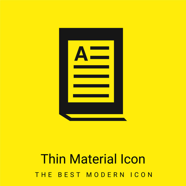 Bookt ícone material amarelo brilhante mínimo - Vetor, Imagem