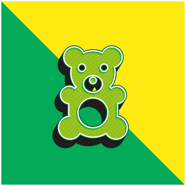 Medve Zöld és sárga modern 3D vektor ikon logó - Vektor, kép