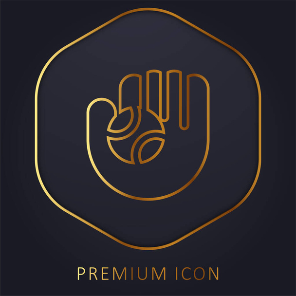 Baseball Glove golden line premium logo or icon - Vector, Image
