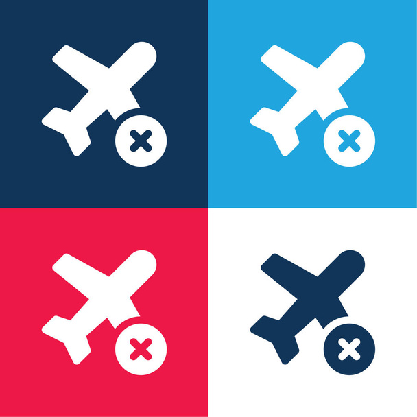 Air Plane blu e rosso quattro set icona minimale colore - Vettoriali, immagini
