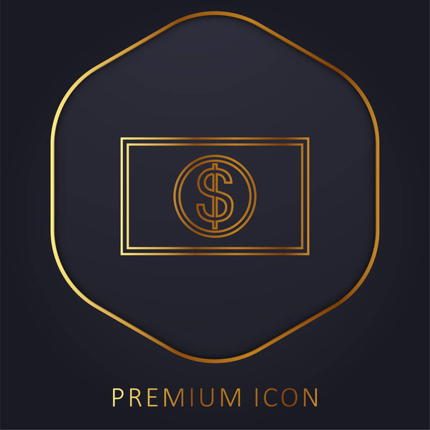 Big Dollar Bill golden line premium logo or icon - Vector, Image