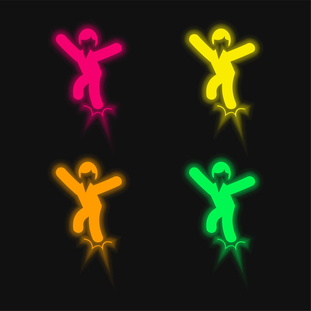 Boka rándulás négy szín izzó neon vektor ikon - Vektor, kép