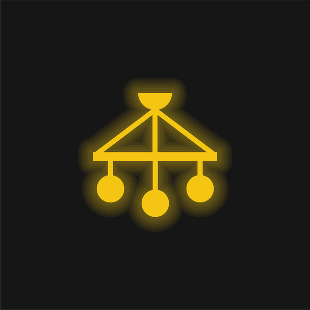 Bebé móvil amarillo brillante icono de neón - Vector, imagen