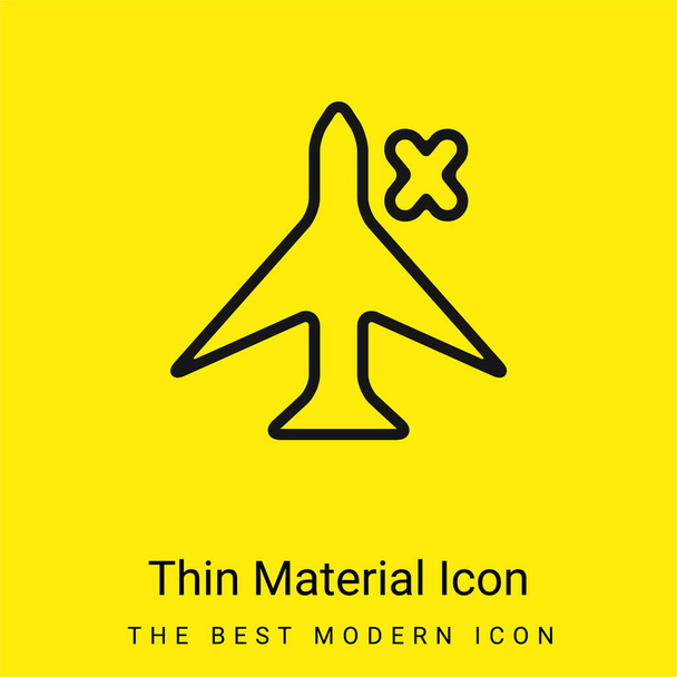Airplane Sign With A Cross For Phone Interface minimal bright yellow material icon - Vector, Image