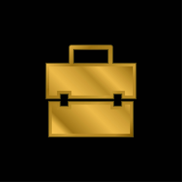 Maletín chapado en oro icono metálico o logo vector - Vector, Imagen