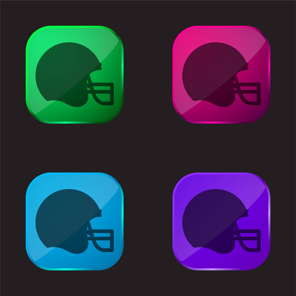 Football américain icône bouton en verre quatre couleurs - Vecteur, image