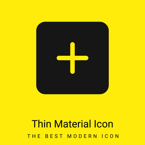 Adicionando o símbolo de interface de botão quadrado preto mínimo ícone de material amarelo brilhante - Vetor, Imagem