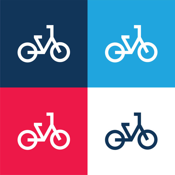 自転車青と赤の4色の最小アイコンセット - ベクター画像
