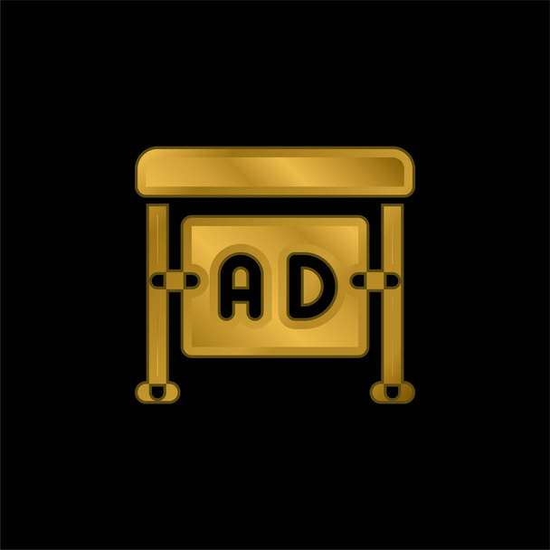 Anuncios chapado en oro icono metálico o vector de logotipo - Vector, Imagen