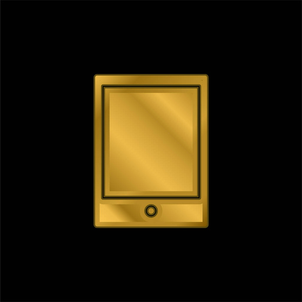 Big Ipad gold plated metalic icon or logo vector - Vector, Image