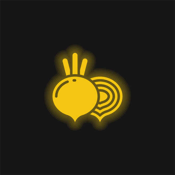 Żółcień buraczana świecąca ikona neonu - Wektor, obraz