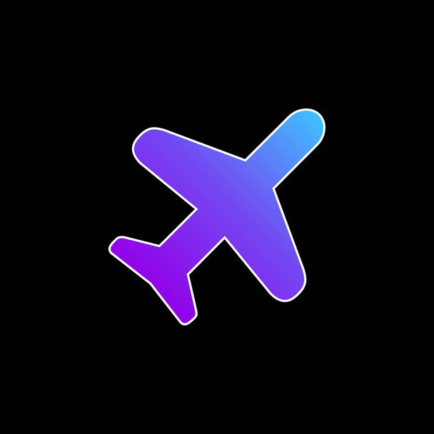 Repülőgép Silhouette kék gradiens vektor ikon - Vektor, kép