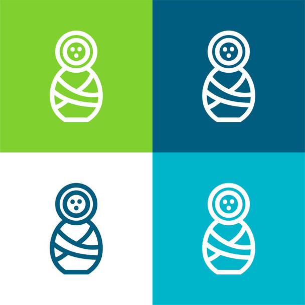 Baby Outline Flat four color minimal icon set - Vector, Image