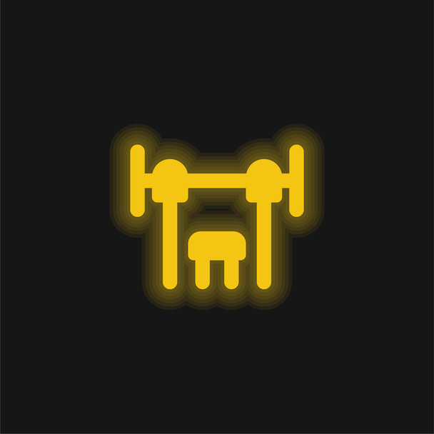 Bench Press Sarı parlayan neon simgesi - Vektör, Görsel