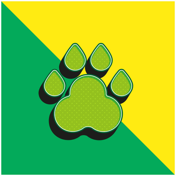 Animal Track Logo vectoriel 3D moderne vert et jaune - Vecteur, image