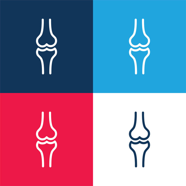 Ball Of The Knee blue and red four color minimal icon set - Vector, Image