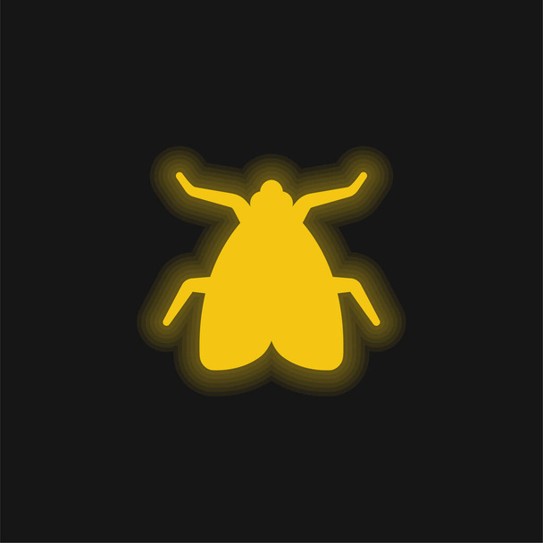 Big Fly yellow glowing neon icon - Vector, Image