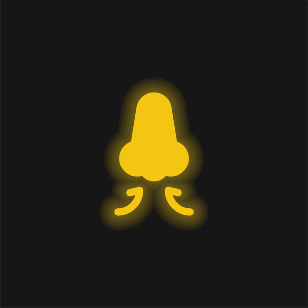 Parlayan sarı neon ikonuyla nefes al - Vektör, Görsel