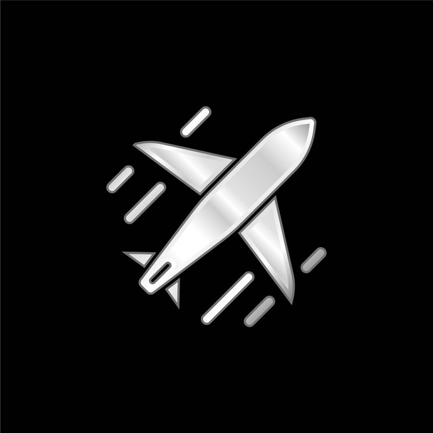 Gümüş kaplama metalik uçak simgesi - Vektör, Görsel