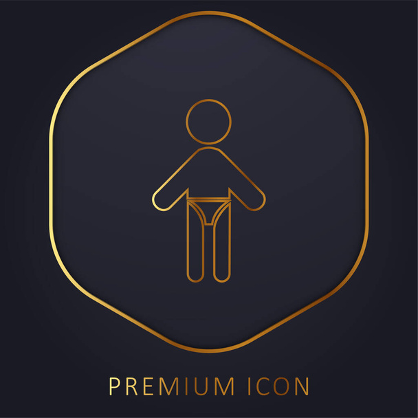 Baby With Pañal línea de oro logotipo premium o icono - Vector, imagen
