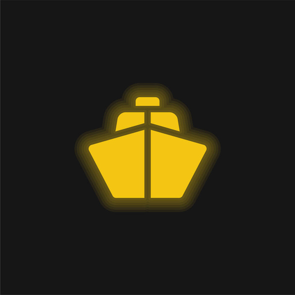 Boat yellow glowing neon icon - Vector, Image