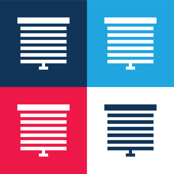 Blind modrá a červená čtyři barvy minimální ikona nastavena - Vektor, obrázek