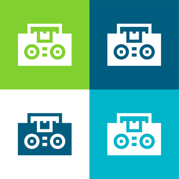 Boombox Flat conjunto de iconos mínimos de cuatro colores - Vector, imagen
