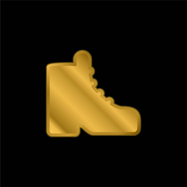 Boot gold plated metalic icon or logo vector - Vector, Image