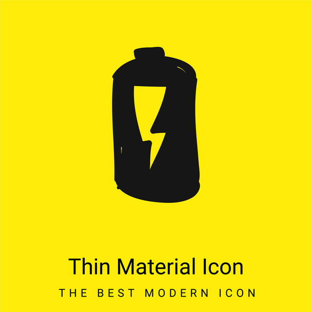 Batería con relámpago icono de material amarillo brillante mínimo - Vector, imagen