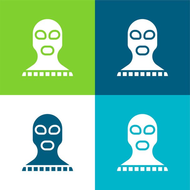 Set di icone minimali a quattro colori Balaclava Flat - Vettoriali, immagini