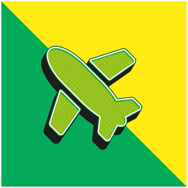 Avión verde y amarillo moderno vector 3d icono del logotipo - Vector, imagen