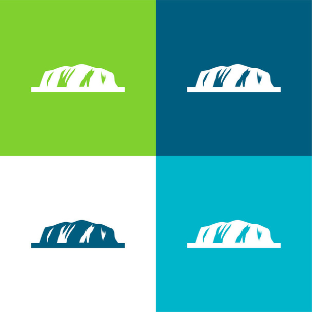 Conjunto de ícones mínimo de quatro cores Ayers Rock Flat - Vetor, Imagem