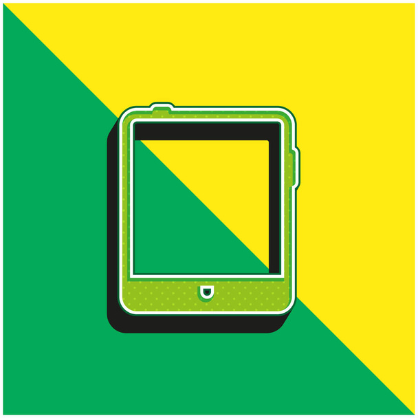 Grande Tablet Verde e amarelo moderno logotipo vetor 3d ícone - Vetor, Imagem