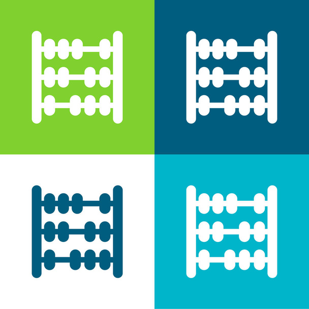 Abacus Flat четырехцветный минимальный набор значков - Вектор,изображение