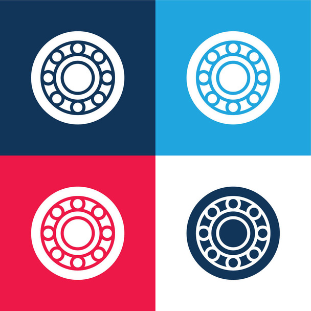 Alloy Wheel blau und rot vier Farben minimalen Symbolsatz - Vektor, Bild
